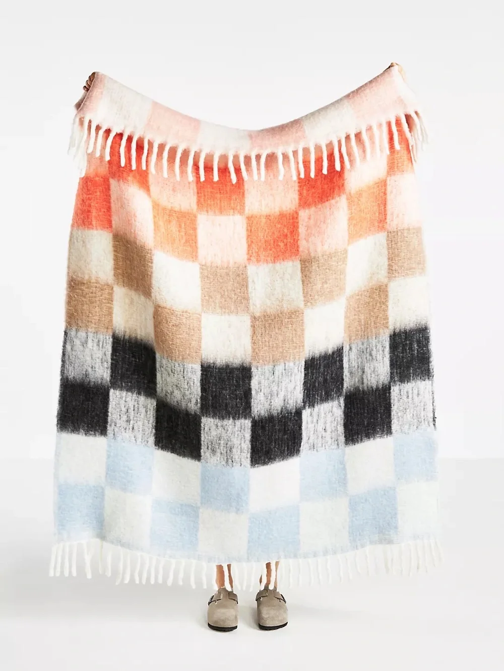 Anthropologie Cozy Cocoon Fringed Throw Blanket
